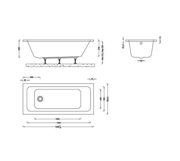 Aquarius Aaron Single Ended Reinforced Bath