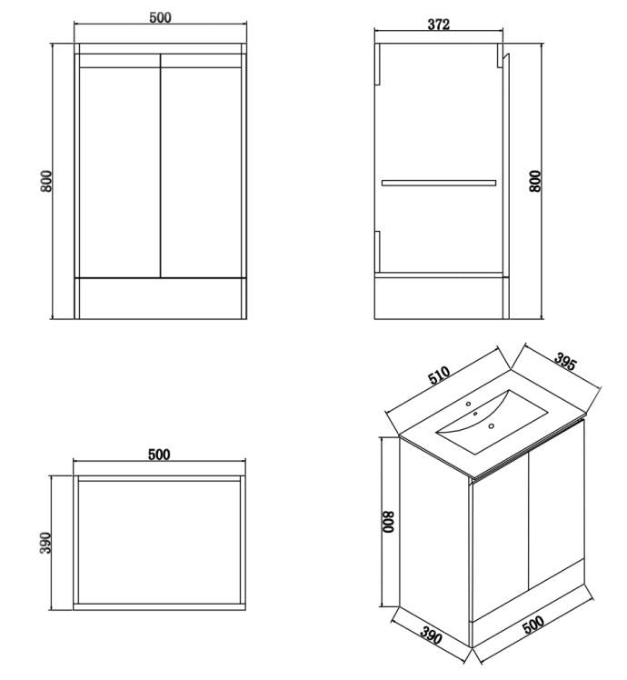 Aquarius Halite Waterproof White Vanity Unit and 1TH Basin