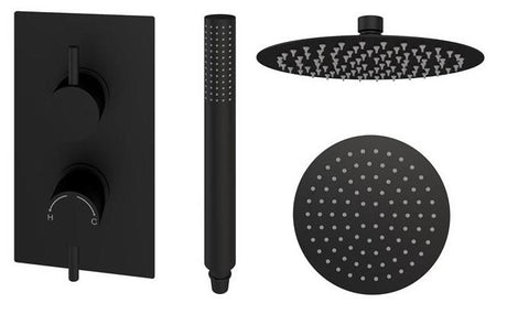 Aquarius Modern Round Shower Bundle Black AQBND015