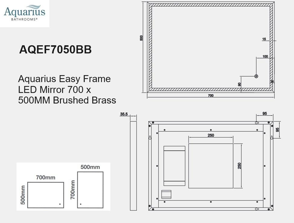 Aquarius Easy Frame LED Mirror in Brushed Brass