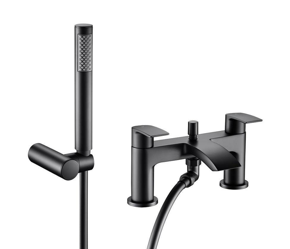 Aquarius Arc Bath Shower Mixer Tap inc Kit Matt Black AQAC04MB