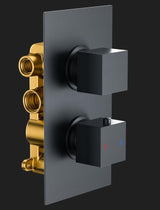 Aquarius RainLux Square 2 Outlet Concealed Shower Valve Matt Black AQRLV04MB