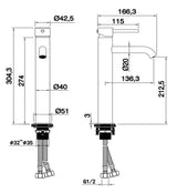 Aquarius RF-Series Tall Mono Basin Mixer Tap Chrome AQRF08CR