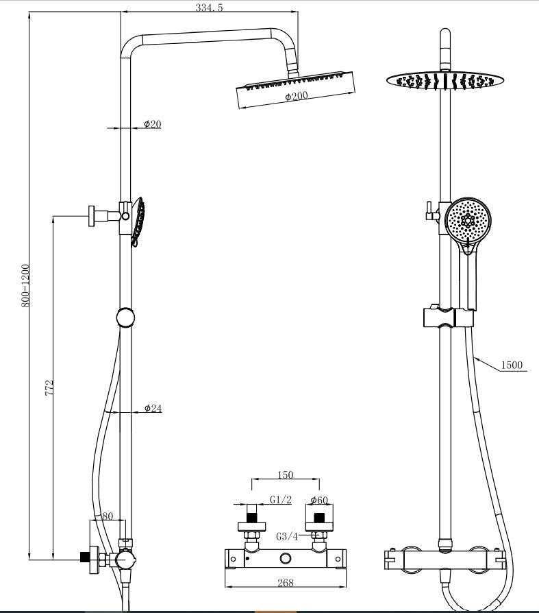 Aquarius Modern Round Thermostatic Shower Chrome AQ601001