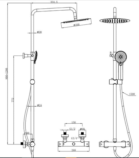 Aquarius Modern Round Thermostatic Shower Chrome AQ601001