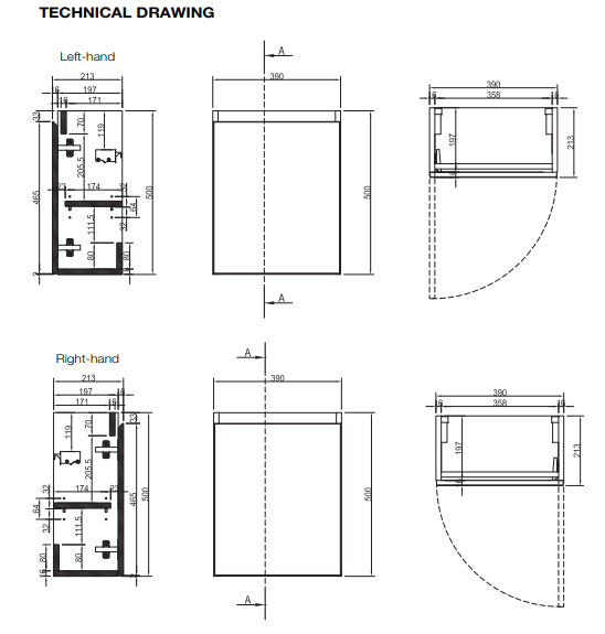 Aquarius Monsoon Cloakroom Unit with Basin - 500 x 390 - Wall Mounted - One Door