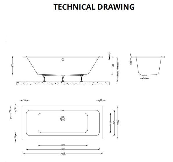 Aquarius Aaron Double Ended Standard Bath