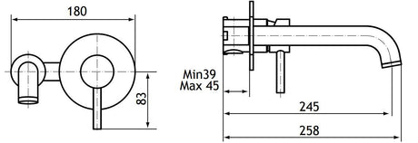 Aquarius Curve Wall Mounted Bath Filler Tap Black AQ791008