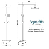 Aquarius RainLux Eco Square Adjustable Exposed Bar Shower System