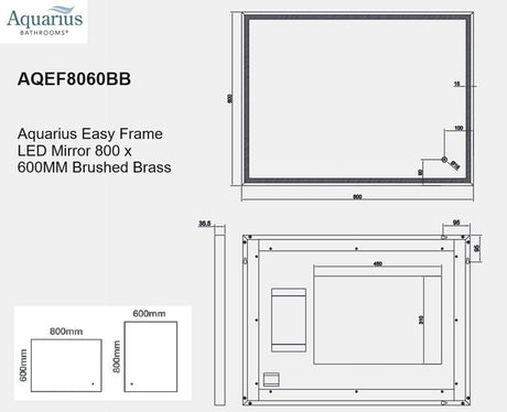 Aquarius Easy Frame LED Mirror in Brushed Brass