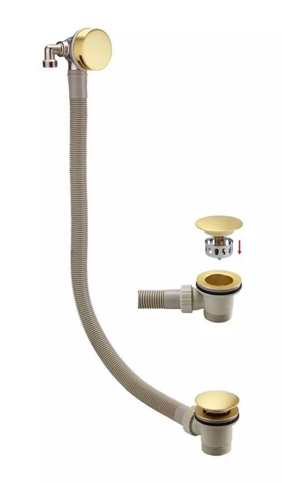 Aquarius RainLux Round Brushed Brass 2 Outlet Overflow Filler Shower Bundle AQRLOFKIT03BB