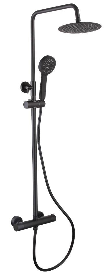 Aquarius RainLux Cool Touch Exposed Adjustable Height Round Shower Black AQRL17K