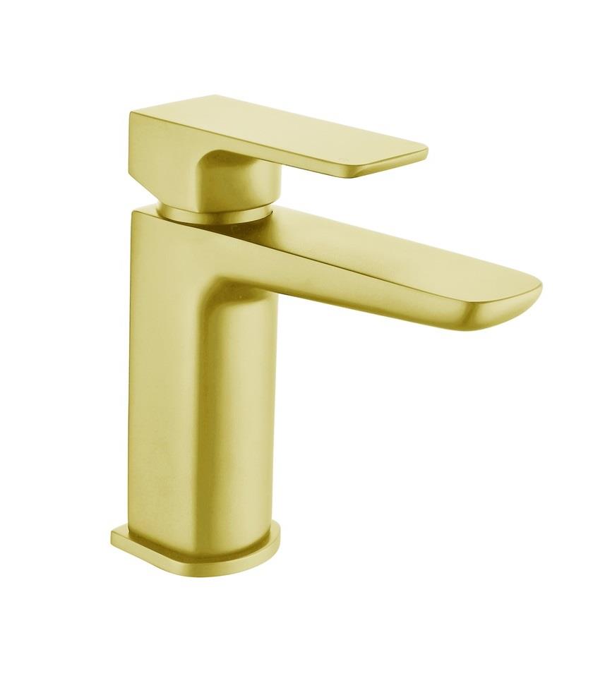 Aquarius Hydro Mini Mono Basin Mixer Tap inc Waste Brushed Brass AQHY07BB