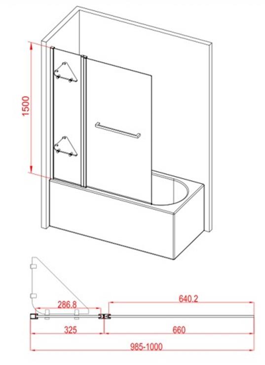 Aquarius LevAqua Deluxe Two Panel Folding Bath Screen Chrome AQLA0098