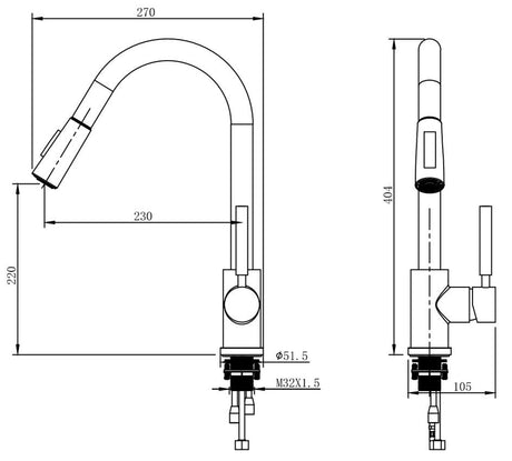 Aquarius TrueCook Series 93 Black Pull Out Single Lever Kitchen Mixer Tap AQTK093MB