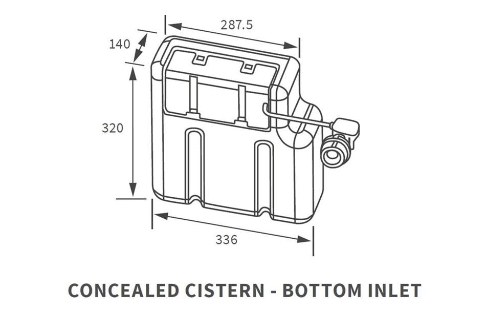 Aquarius QualEco Concealed Bottom Inlet Cistern