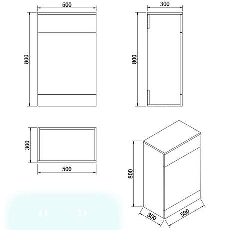 Aquarius Halite Waterproof Grey 500mm WC Unit