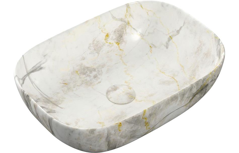 Aquarius V-Series 4 Luxury 0TH Vessel Wash Bowl 460mm White Marble Effect AQVS0074