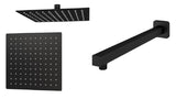 Aquarius Modern Square Over Head 200mm Shower Head & Arm Matt Black AQ60103534