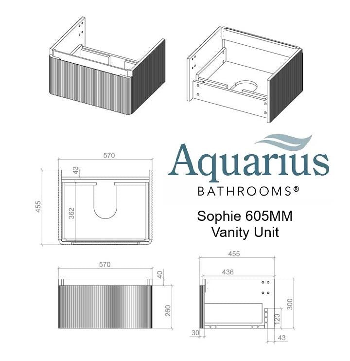 Aquarius Sophie Vanity Unit with 1 Taphole Basin