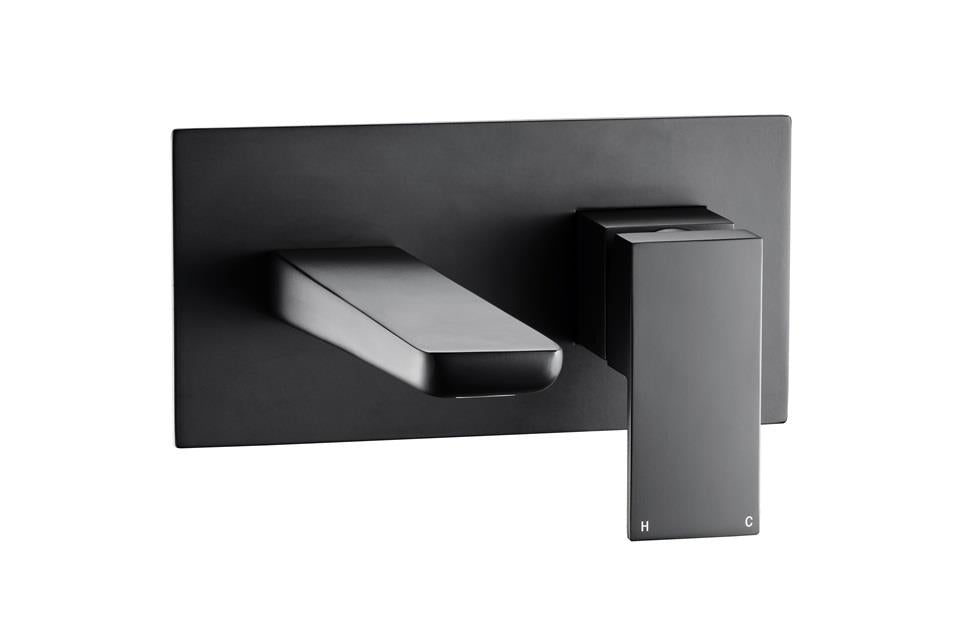 Aquarius Hydro Wall Mounted Basin Mixer Tap Matt Black AQHY18MB