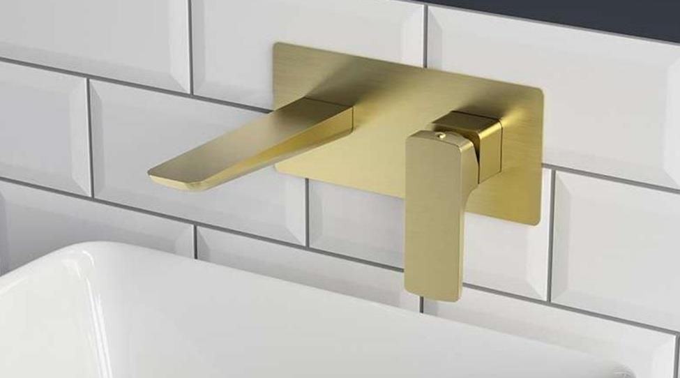 Aquarius Hydro Wall Mounted Basin Mixer Tap Brushed Brass AQHY18BB