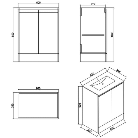 Aquarius Halite Waterproof Grey Vanity Unit and 1TH Basin