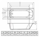 Aquarius Splash 1700mm x 700mm Single Ended Straight Bath