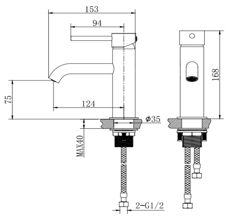 Aquarius RF-Series Cold Start Mono Basin Mixer Tap inc Waste Matt Black AQRF05MB