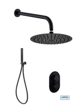 Aquarius RainLux Round Matt Black 2 Outlet Shower Bundle AQRLKIT03MB