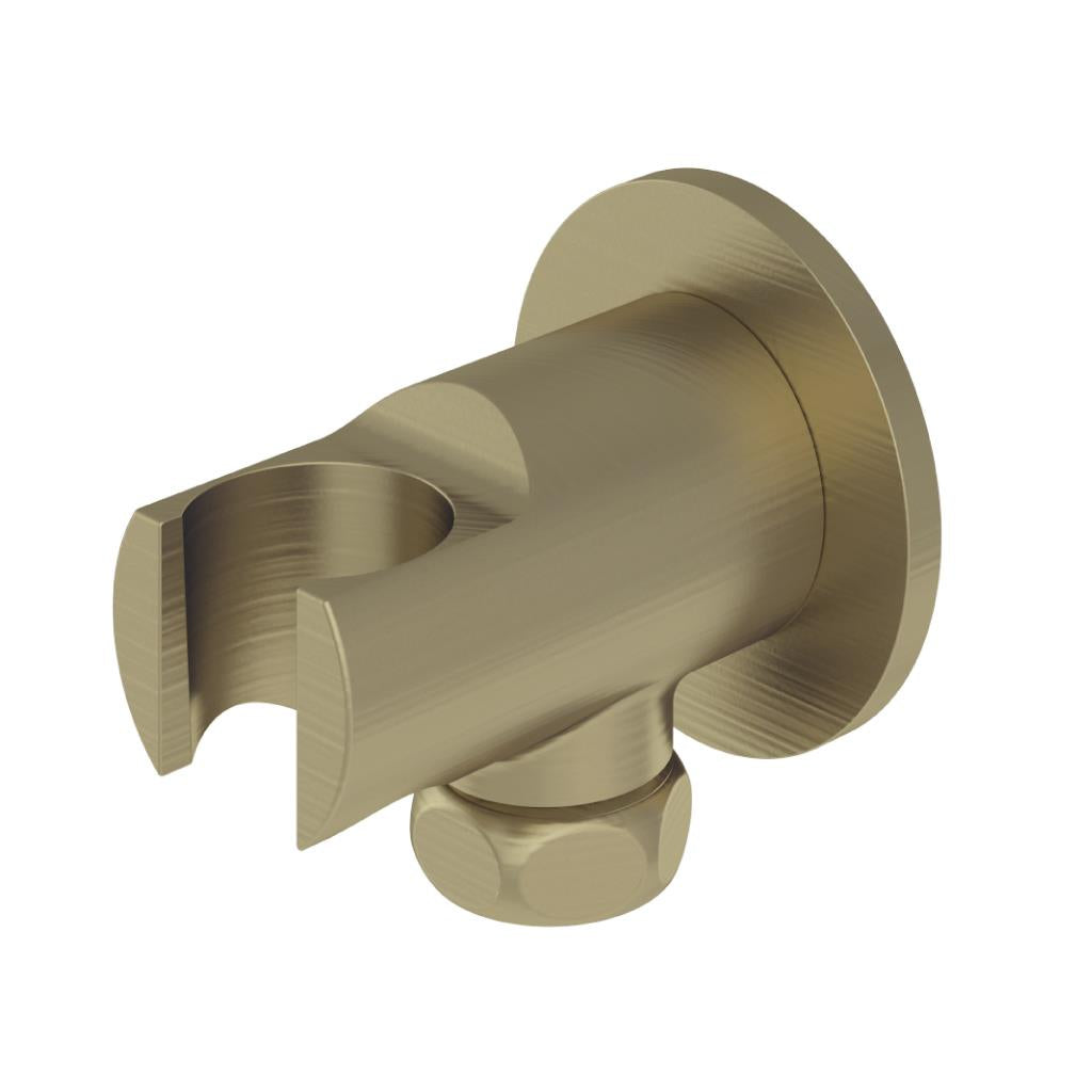 Aquarius Modern Round Wall Elbow & Shower Handset Holder Brushed Brass AQ601025