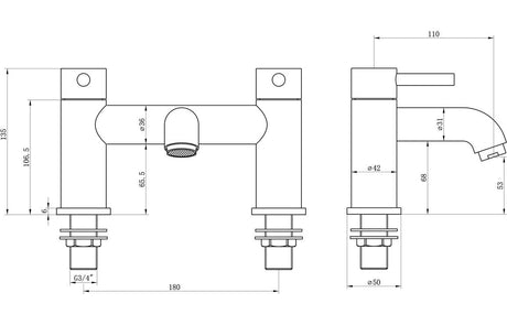 Aqaurius Zanelli Bath Filler Brushed Brass AQ3064