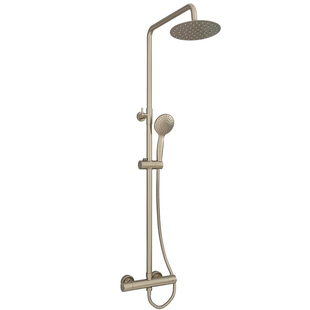 Aquarius Modern Round Thermostatic Shower Brushed Brass AQ601005