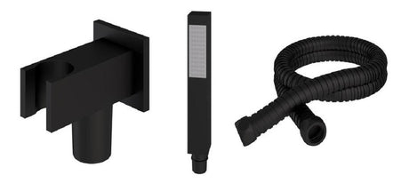 Aquarius Modern Square Wall Mounted Shower Kit with Outlet and Hose Matt Black AQ6010193738