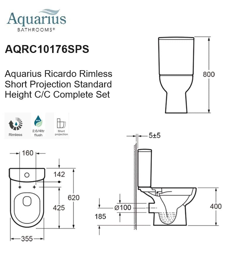 Aquarius Ricardo Rimless Short Projection Standard Height C/C Complete Set AQRC10176SPS