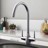 Aquarius TrueCook Series 15 Brushed Nickel Two Handle Kitchen Mixer Tap AQTK015BN