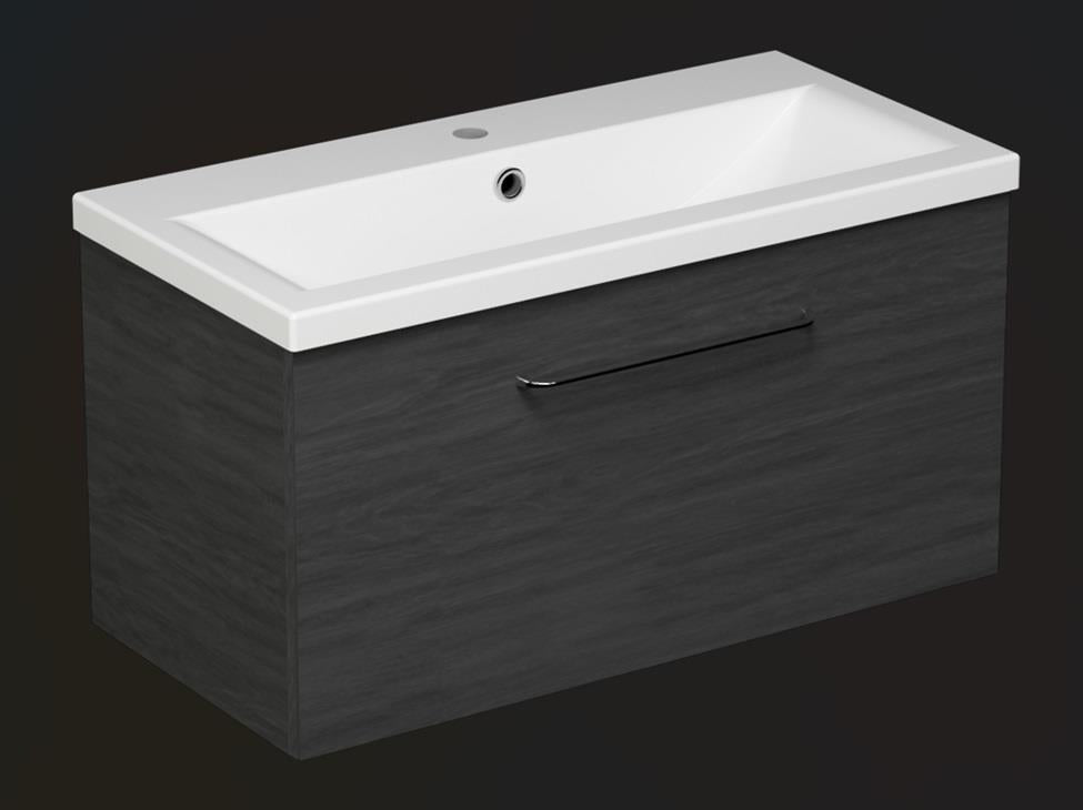 Aquarius Vault Single DrawerVanity Unit and 1TH Basin Steelwood