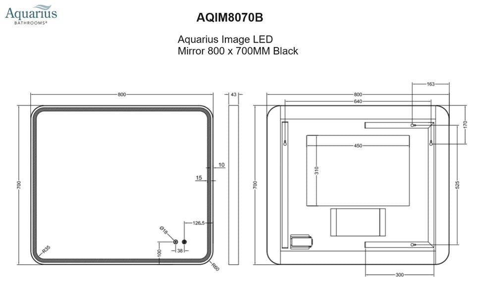 Aquarius Image LED Mirror in Black