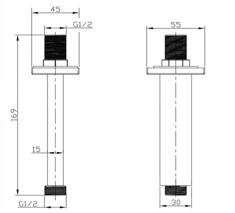 Aquarius RainLux 120MM Square Ceiling Shower Arm Matt Black AQRL04MB