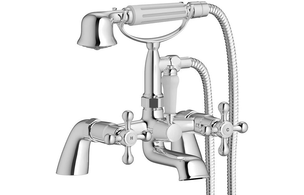 Aquarius Timeless Crosshead Bath Shower Mixer Tap With Kit Chrome AQTM2234