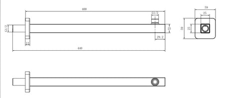 Aquarius Modern Square Fixed Over Head Shower Arm Chrome AQ601027