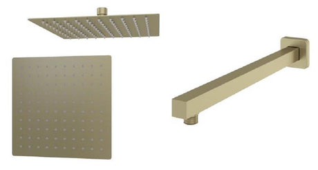 Aquarius Modern Square Over Head 200mm Shower Head & Arm Brushed Brass AQ60104241