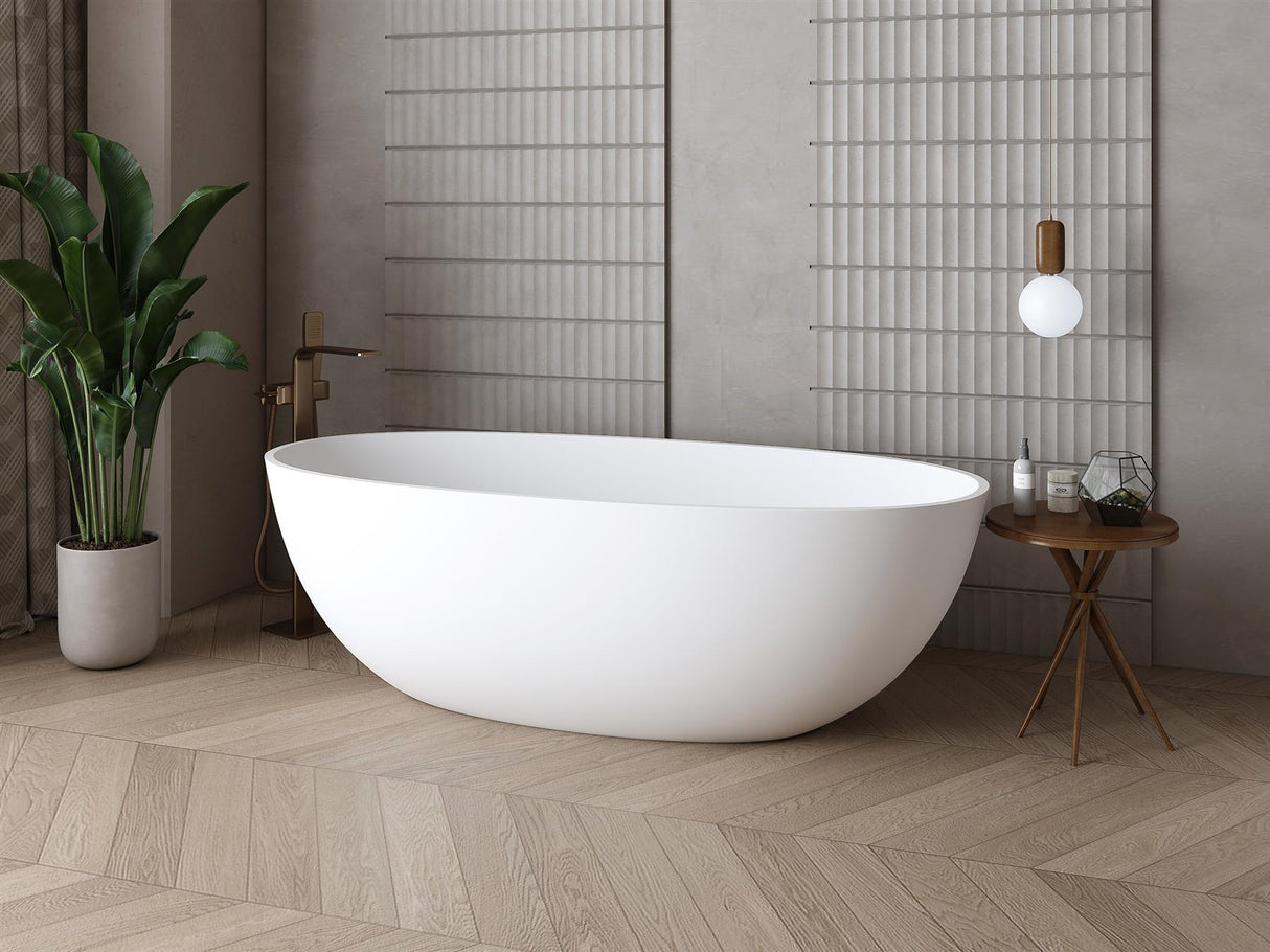 Aquarius Iseo Freestanding Stone Bath in Gloss White 1600mm