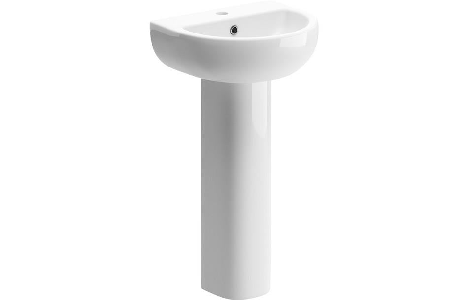 Aquarius Willow 450mm 1TH Basin With Full Pedestal AQWW1158