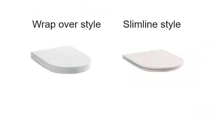 the slimline style and wrap over style of toilet seat for the Aquarius KF-Series rimless wall hung toilet