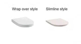 the slimline style and wrap over style of toilet seat for the Aquarius KF-Series rimless wall hung toilet