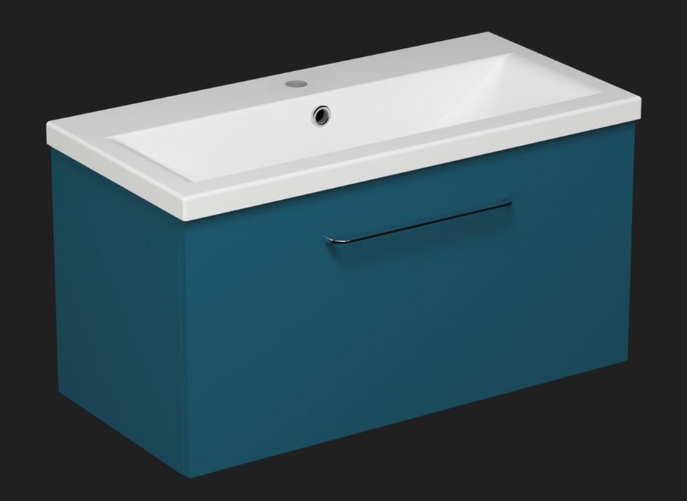 Aquarius Vault Single Drawer Vanity Unit and 1TH Basin Marine Blue