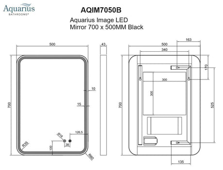 Aquarius Image LED Mirror in Black