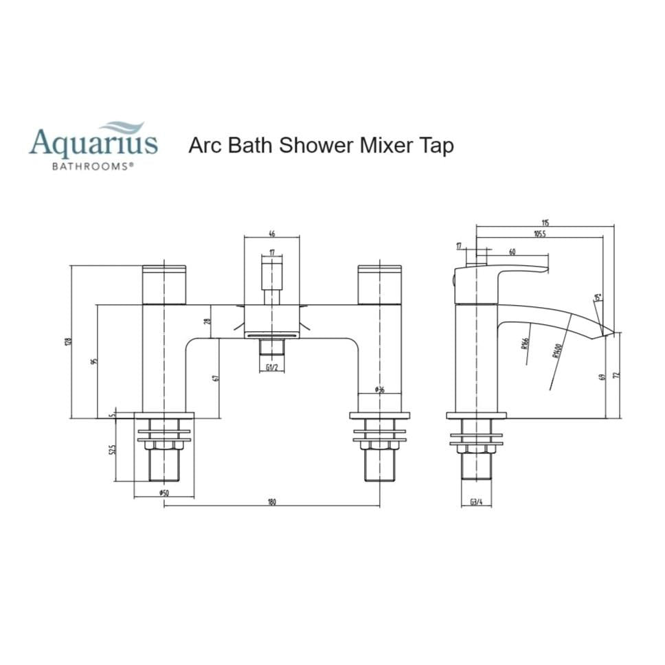 Aquarius Arc Bath Shower Mixer Tap with Shower Kit