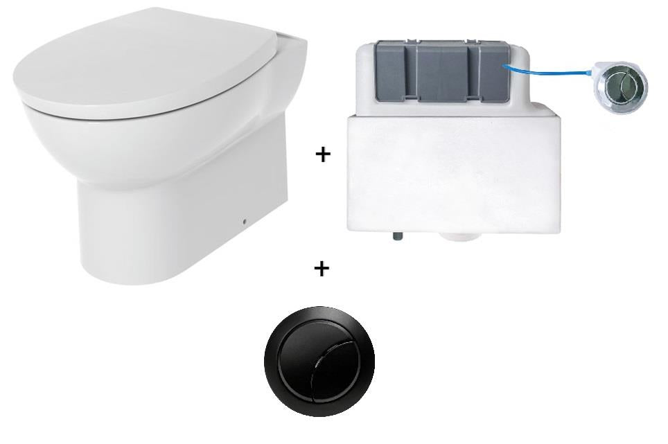 Aquarius QualEco Back To Wall Rimless Toilet with Soft Close Seat and Concealed Cistern - Matt Black